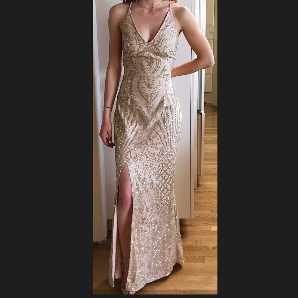 Gold Prom Dress • Backless & New